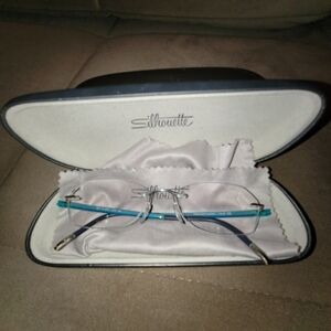 Glasses, Silhouette, Titanium Blue Turquoise Rimless